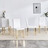 APRILSOUL34.65"Set of 4 white PU leather backrest chairs with gold metal legs -A perfect match - 3 of 4