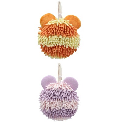 REGALWOVEN Cute Bear Shape Chenille Soft Absorbent Hand Towels 2 Pcs