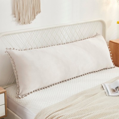 Pom-Pom Fringe Pillowcases & Body Pillow Cover – Soft Decorative Bedding Shams with Deep Pocket, Queen/King/Body Options