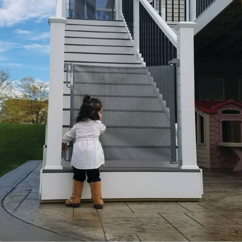 Perma Child Safety Outdoor Retractable Baby Gate 41&#34; Extra Tall, Extends to 71&#34; Wide, Gray, 6 of 8