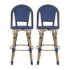 SKRAN 29.5" Outdoor PE Rattan and Aluminum French Barstools, Set of 2, Bamboo Finish  for Garden, Patio, Outdoor - 4 of 4