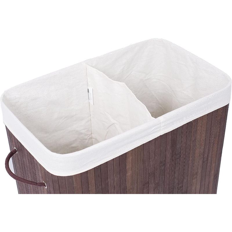 BirdRock Home Bamboo Double Laundry Hamper with Lid and Cloth Liner - Espresso, 5 of 6