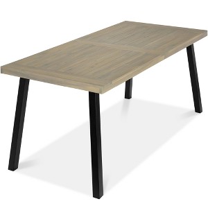 Best Choice Products 6-Person Indoor Outdoor Patio Rustic Acacia Wood Picnic Dining Table w/ Metal Legs - 1 of 4