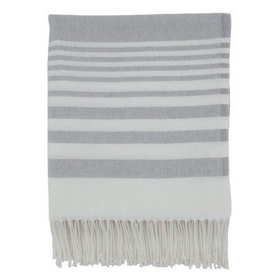 Saro Lifestyle Striped Throw, 50x60 inches, Gray
