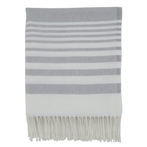 Saro Lifestyle Striped Throw, 50x60 inches, Gray - 1 of 4