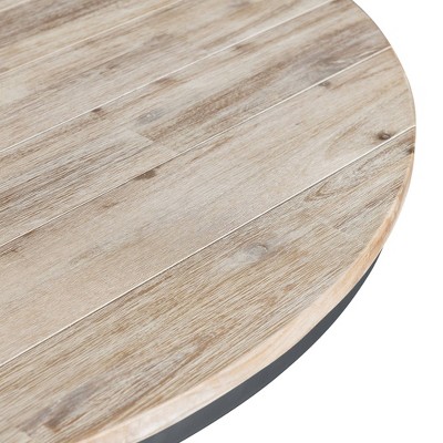 Keaton Rustic Natural Wood Round Dining Table Set with 4 Chairs