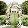 2.4m Tall Freestanding Arch Wedding Garden Archway Solid Black Metal Climbing Plants Support Frame Trellis Ground for Outdoor Patio - 3 of 4