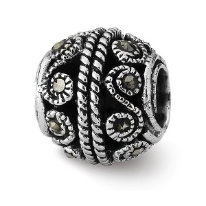 Black Bow Jewelry Sterling Silver and Marcasite Bali Scroll Bead Charm - 1 of 4