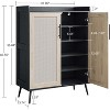 Acekool 6-Tier Rattan Shoe Cabinet - Adjustable Shelf Organizer with Doors for Entryway, Hallway & Closet, Natural Weave - 2 of 4