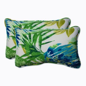 Soleil 2pc Outdoor Throw Pillows - Blue/Green - Pillow Perfect - 1 of 4