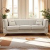 Modern Velvet Sofa with 2 Pillows and Gold Metal Legs, Luxurious 3-Seater Cloud Sofa for Living Room, Office, or Apartment – The Pop Home - 3 of 4