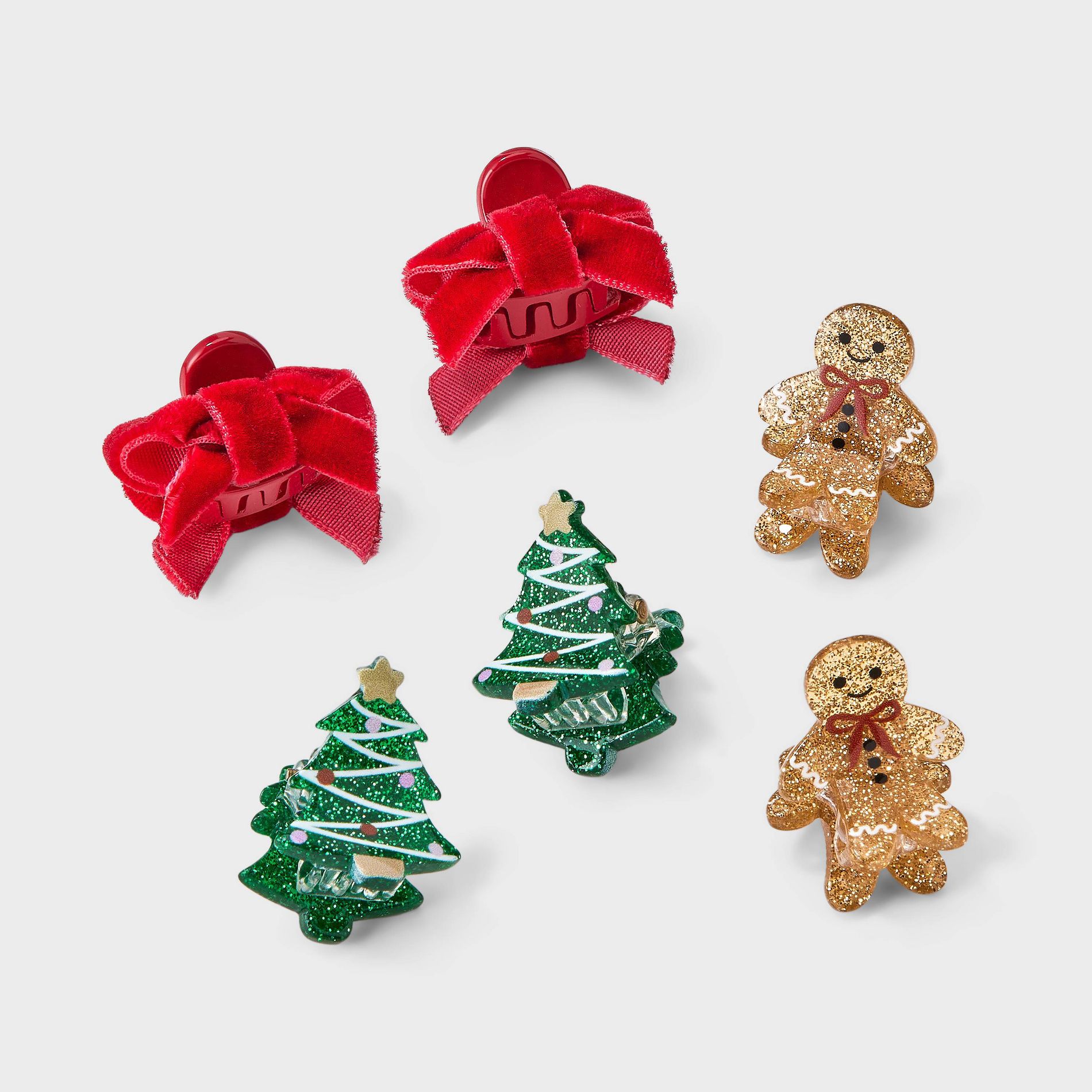 Girls' 6pk Christmas Mini Claw Clip Set - Cat & Jack™