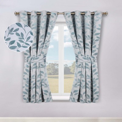 Modern Bohemian Leaves Room Darkening Semi-Blackout Curtains, Set of 2 by Blue Nile Mills