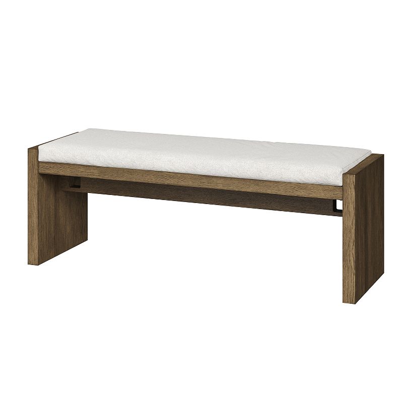 Betsa Transitional style Solid Wood Upholstered Bench with Reversible and Removable Seat Cushion|Art of living design-BROWN, 1 of 10