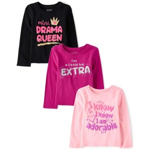 The Children's Place Baby And Toddler Girls Long Sleeve Sassy Graphic Tee 3-Pack - 1 of 4