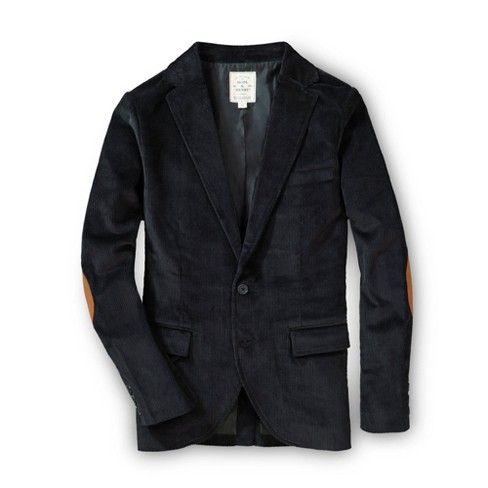 Hope Henry Mens Corduroy Blazer with Elbow Patches Black Corduroy with Elbow Patches 48