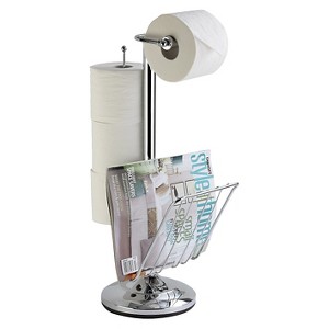 Toilet Caddy Multi Functional Toilet Tissue Dispenser and Organizer Chrome - Better Living Products: Steel Freestanding Paper Holder - 1 of 4