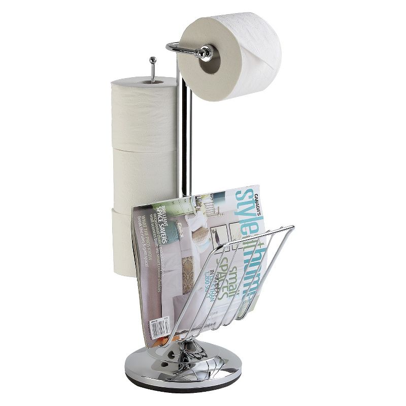 Toilet Caddy Multi Functional Toilet Tissue Dispenser and Organizer Chrome - Better Living Products, 1 of 8