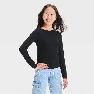Girls' Long Sleeve Boat Neck T-Shirt - art class™