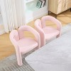 Gulches Set of 2 Contemporary Teddy Fabric Accent Dining Chairs - Pink Barrel Chairs with Curved Back & Elephant Feet, Welded Steel Frame - 2 of 4
