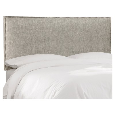 Queen Arcadia Nailbutton Metallic Upholstered Headboard Groupie Pewter - Skyline Furniture