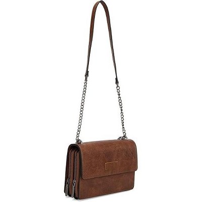 Flap CrossBody Bag for Women Small Clutch Wallet Purse Trendy Shoulder Bag with Chain Strap Brown Gift WG149-236DBR