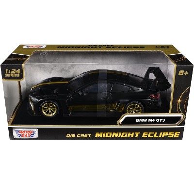 BMW M4 GT3 Matt Black with Gold Stripes "Midnight Eclipse" Series 1/24 Diecast Model Car by Motormax
