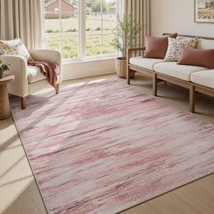 MontVoo Modern Abstract Washable Area Rug Pink - 1 of 4