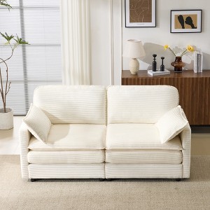 69" Chenille Modular 2-Seater Loveseat with Plush Cushions and 2 Throw Pillows for Apartment and Living Room - 1 of 4