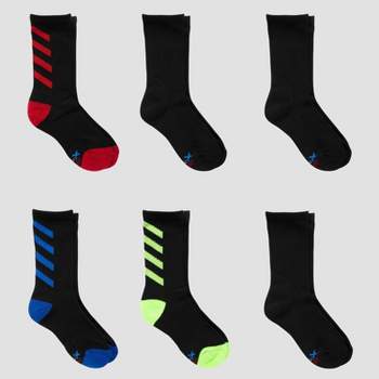 Hanes Premium Boys' 6pk Striped Crew Socks - Colors May Vary