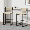 Set of 2 Farmhouse Kitchen Bar Stools with Double Footrest,Paper Rope Weave Armless Dining Room Chairs,Counter Height Barstool-Koiai - 2 of 4