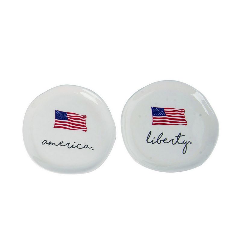 Transpac  American USA Flag Red White Blue Cermaic Sentiment Plate Set of 4, Dishwasher Safe, 5.5", 3 of 6