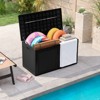 Tangkula 103 Gallon Resin Outdoor Storage Box Waterproof Deck Box w/ Lockable Lid & Wheels Brown/Black/Grey - 2 of 4