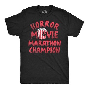 Mens Funny T Shirts Horror Movie Marathon Champion Sarcastic Halloween Tee For Men - Crazy Dog Men's T Shirt - 1 of 4