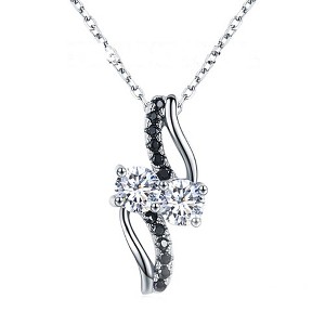 Sadie Pendant Sterling Silver Black Cz Necklace Womens Ginger Lyne Collection - 1 of 4