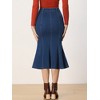 Allegra K Women's Fishtail Button Front Side Pockets Midi Denim Distressed Skirt - 3 of 4