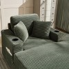 PAGED Upholstered Sofa Corduroy Chaise Lounge Sofa with Handrail Storage, Movable Ottoman, Cupholders for Living Room, Apartment - 3 of 4