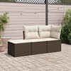 vidaXL Patio Sofa Set with Cushions Outdoor Furniture 3 Piece Poly Rattan - Brown and Cream - 2 of 4