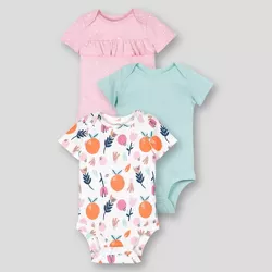Lamaze Baby Girls' 3pk Organic Cotton Short Sleeve Bodysuit 