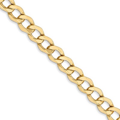 Black Bow Jewelry 5.25mm, 14K Yellow Gold, Hollow Curb Link Chain Necklace