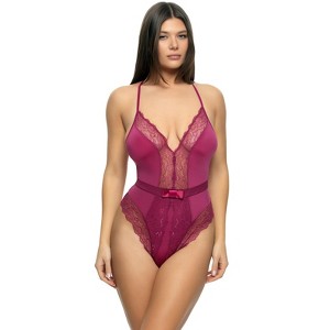 Jezebel by Felina Women's Henny Micro & Lace Bodysuit - 1 of 3