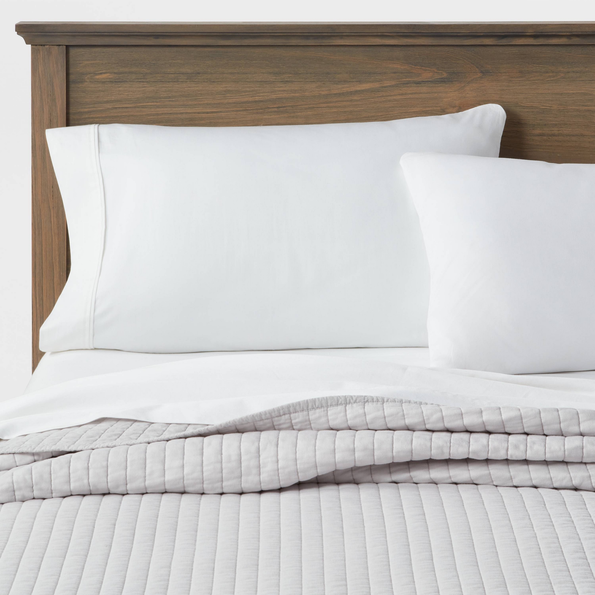 King Washed Cotton Sateen Quilt Light Gray - Threshold™