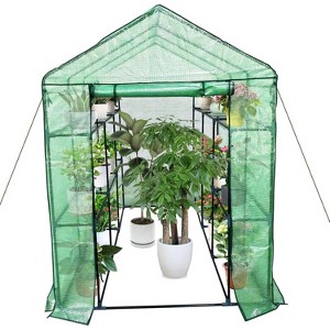 Acekool Walk-in Greenhouse with Roll-Up Zipper Door, 57 x 57 x 76 Inch Portable Indoor Outdoor Greenhouse, 3-Tier 6 Shelves for Garden Patio Backyard - 1 of 4
