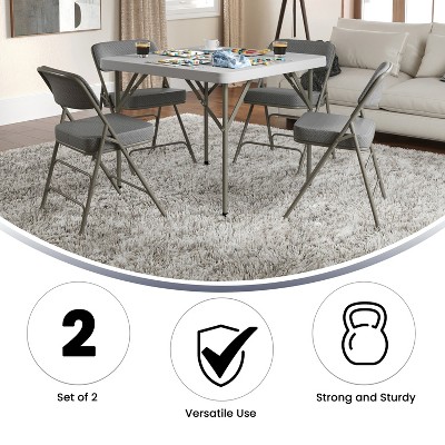Gray Fabric Upholstered Armless Metal Folding Chairs, Set of 2