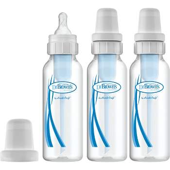 Lansinoh Glass Baby Bottles for Breastfeeding Babies Includes 4 Medium Flow  Nipples (Size 3M) 8 Ounce (Pack of 4)