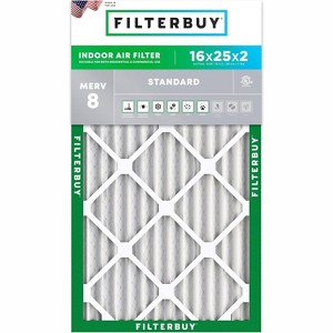Filterbuy 16x25x2 Air Filter (1-Pack), Pleated MERV 8 Dust Defense Replacement HVAC AC Furnace Filters (Actual Size: 15.50 x 24.50 x 1.75) - 1 of 4