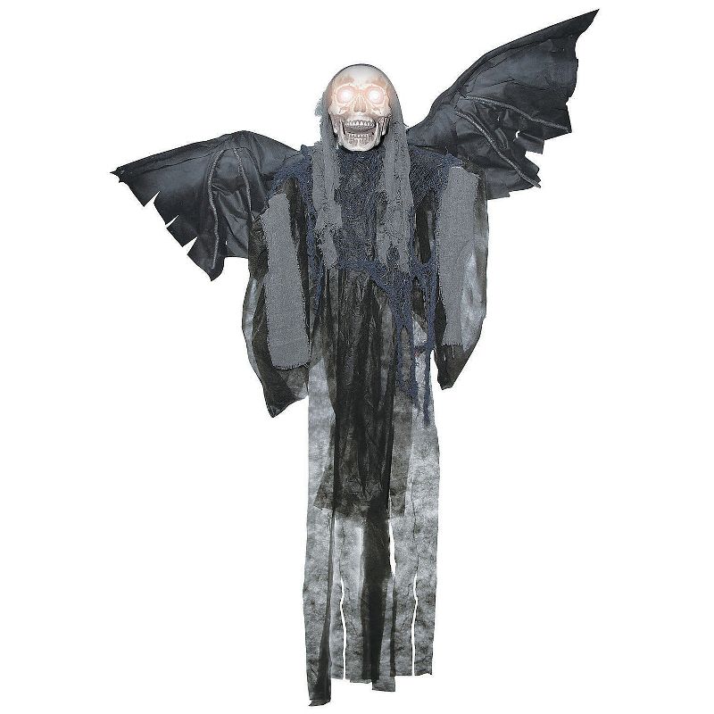 Sunstar Winged Reaper Talking Light-Up Hanging Halloween Decoration - 60 in - Gray, 1 of 2