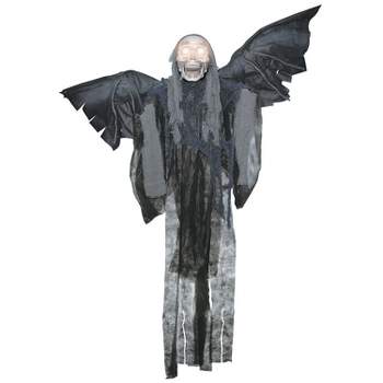 Sunstar Winged Reaper Talking Light-Up Hanging Halloween Decoration - 60 in - Gray