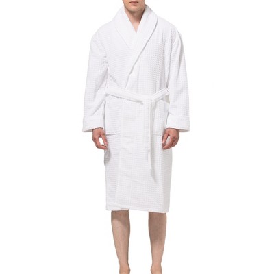 Azure Chestnut Men's Luxury Waffle Knit Robe XXL / White