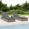 vidaXL Gray Patio Sunbed with Cushion - PE Rattan Adjustable Lounger, Powder-Coated Steel Frame, for Outdoor, Balcony, Deck, Garden - 2 of 4